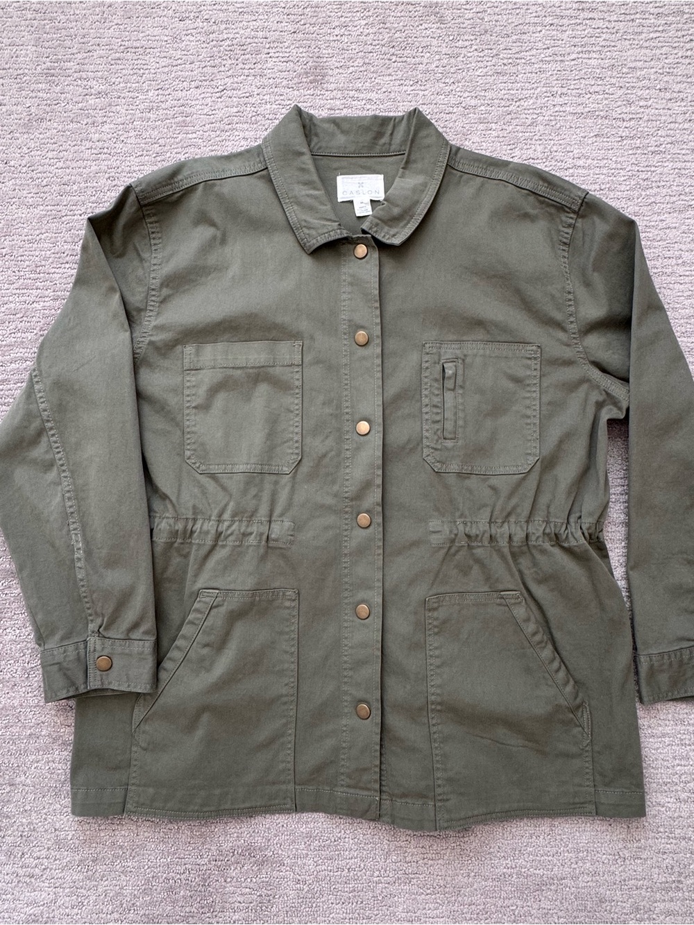 Caslon Women 2X Army Green Utility Field Jacket Cotton Military Cargo Gorpcore